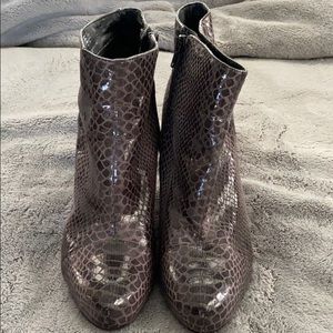 Snake skin closed toe heels booties